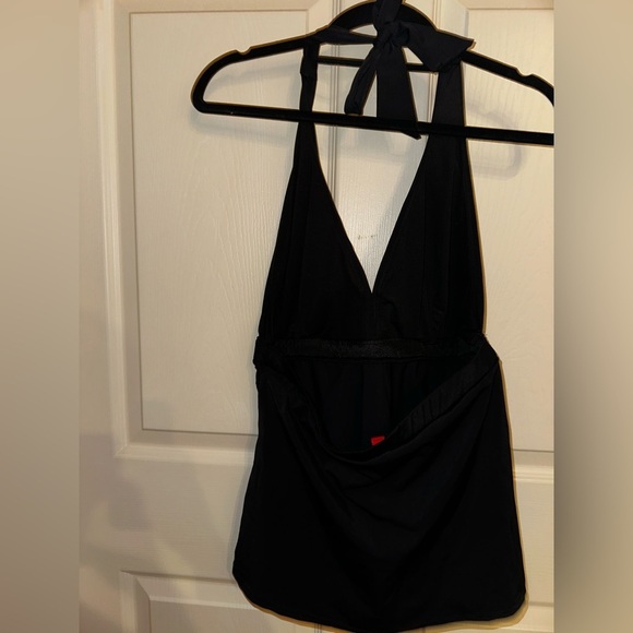 SPANX Black crisscross halter tankini swim top 14 beach summer vacation - Picture 4 of 7